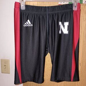 NEW Men's NCAA Adidas Nebraska Cornhuskers 🌽 Black Track Shorts Large
